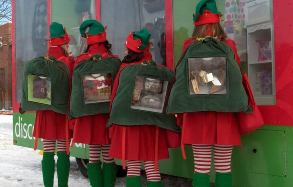 TJMaxx Holiday Guerrilla Marketing Activation with Event Staff dressed as Elves