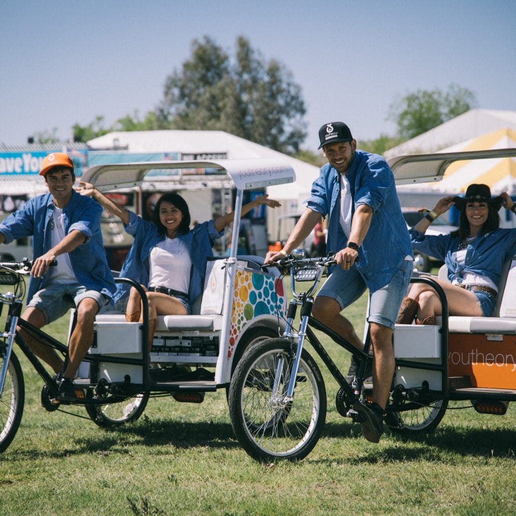 Sustainable Pedicabs at a Music Festival, part of a guerrilla marketing activation